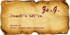 Zsupán Géza névjegykártya
